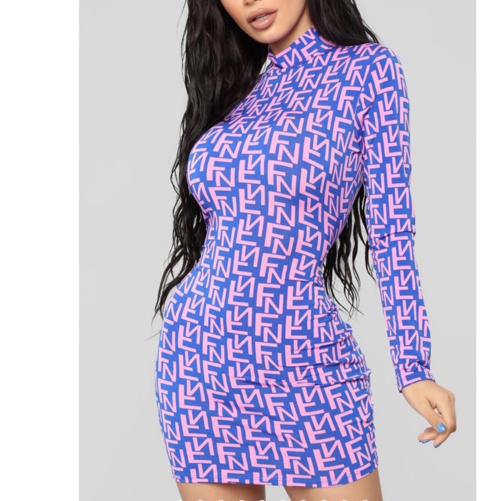 Luxury designer print replica mini dress